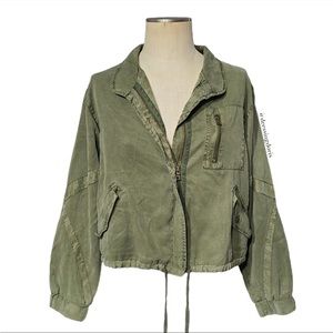 Young Fabulous & Broke Clara green utility bomber jacket